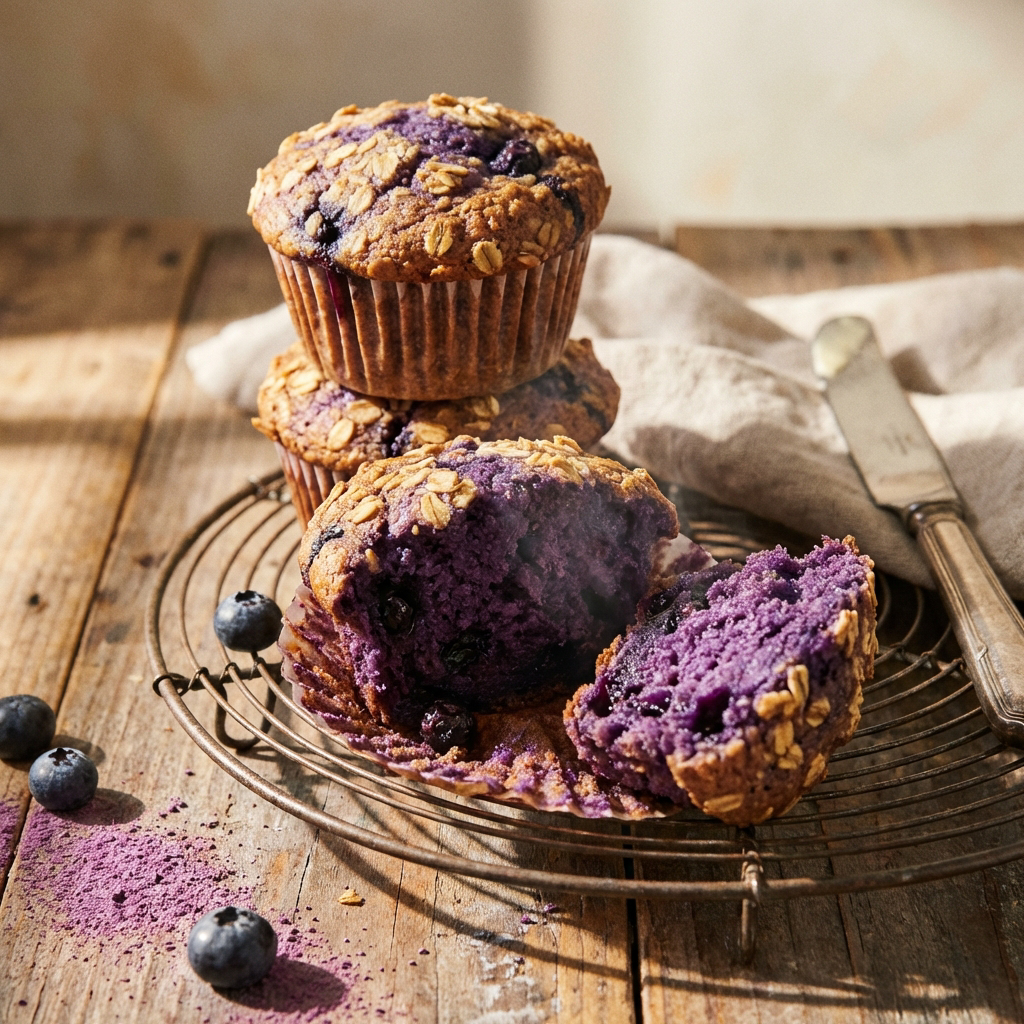 The "Glow-Up" Ube & Oat Muffins: A Vibrant, High-Antioxidant Breakfast 🧁