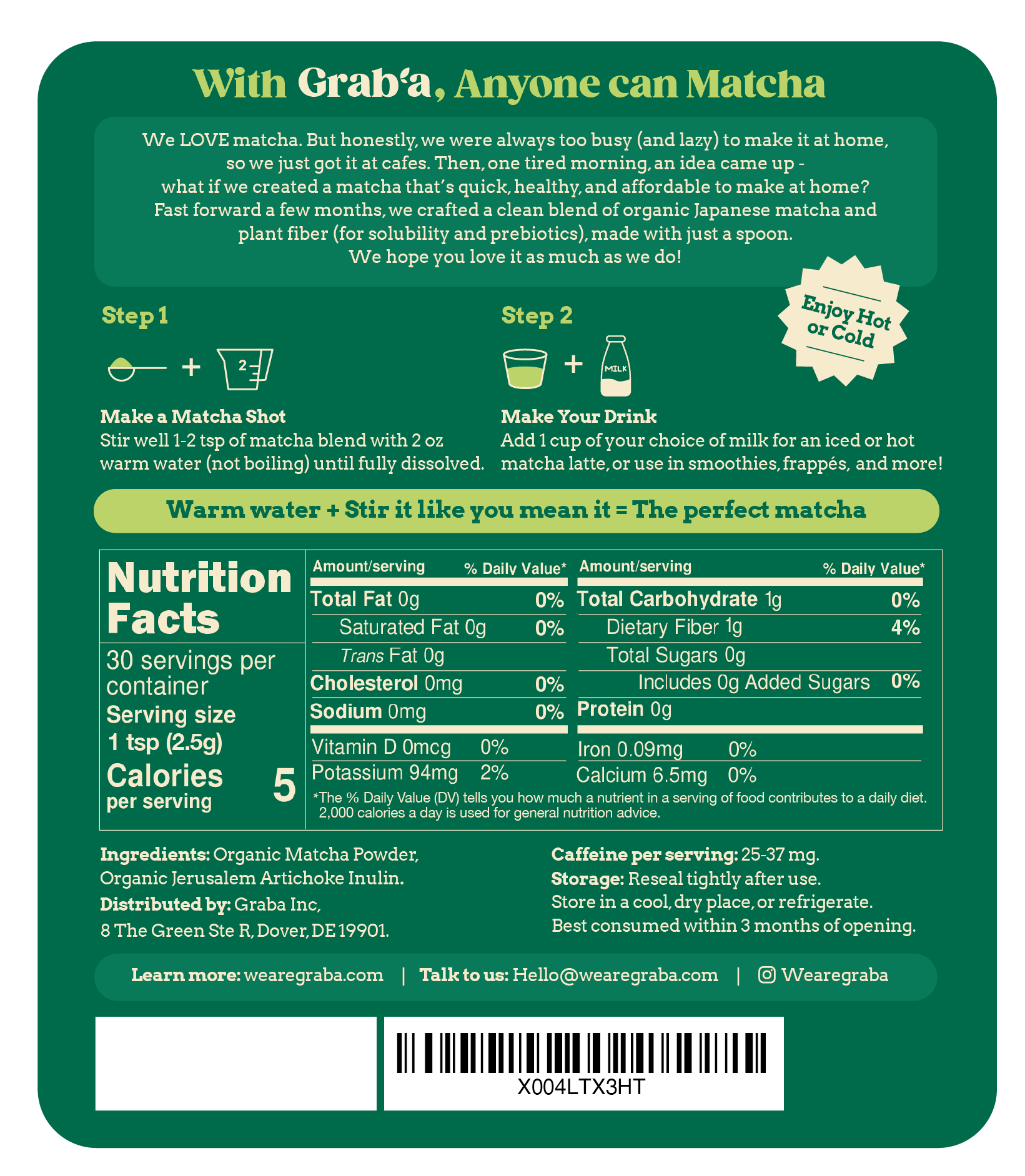 Instant Unsweetened Matcha Blend